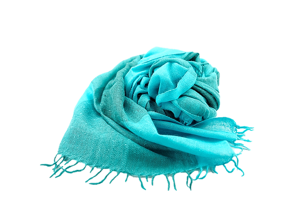 Angora wool stole shades of teal and turquoise on large checks warm and soft 