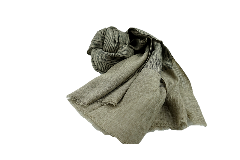 Light brown with black pattern lightweight fine stole in authentic pure cashmere
