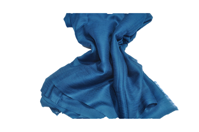 Lightweight and fine cashmere shawl blue with subtle pattern