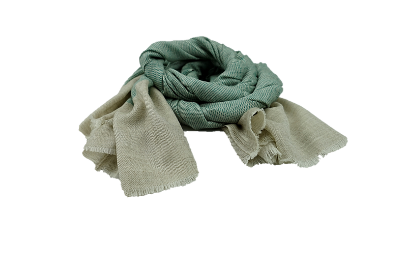 Brown and green authentic pure fine cashmere