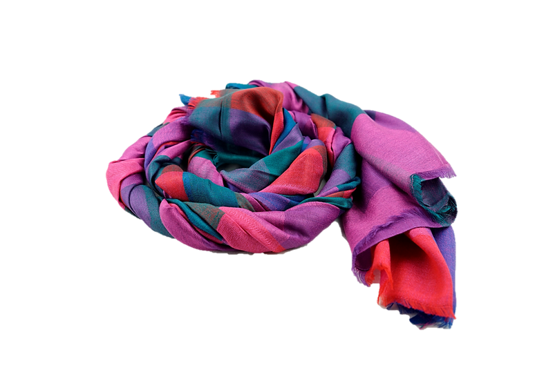 Lightweight multicoloured cashmere and polyester mix stole - Bogota style