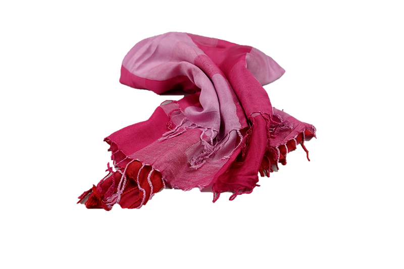 Lightweight multicoloured cashmere and polyester mix stole - Bogota pink, red