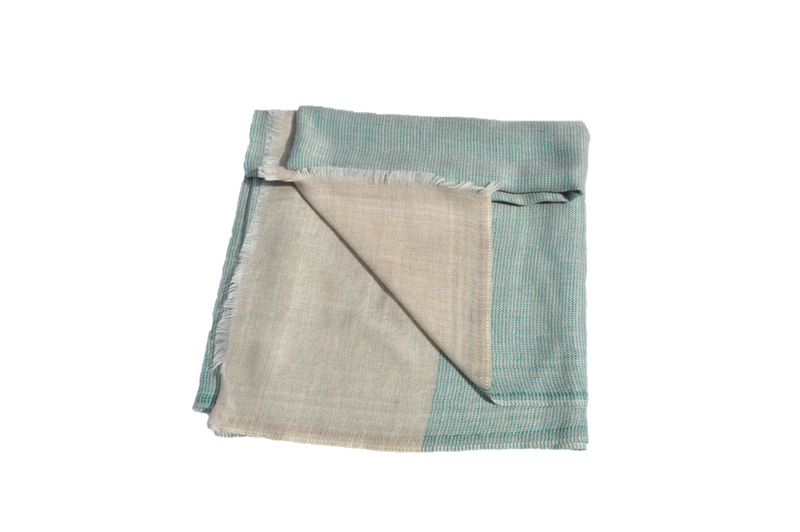 Light green and light brown fine authentic cashmere