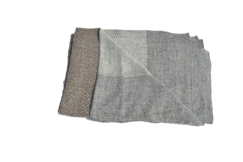 Nepalese thick and warm pashmina wool beige, blue, grey, brown