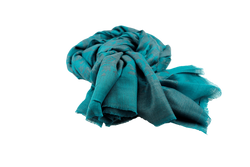 Dark teal elephant pattern with dark grey fine cashmere and polyester stole