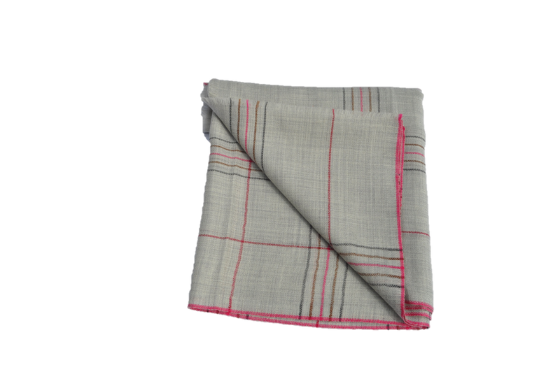 Lightweight thin pure cashmere stole light grey and pink 