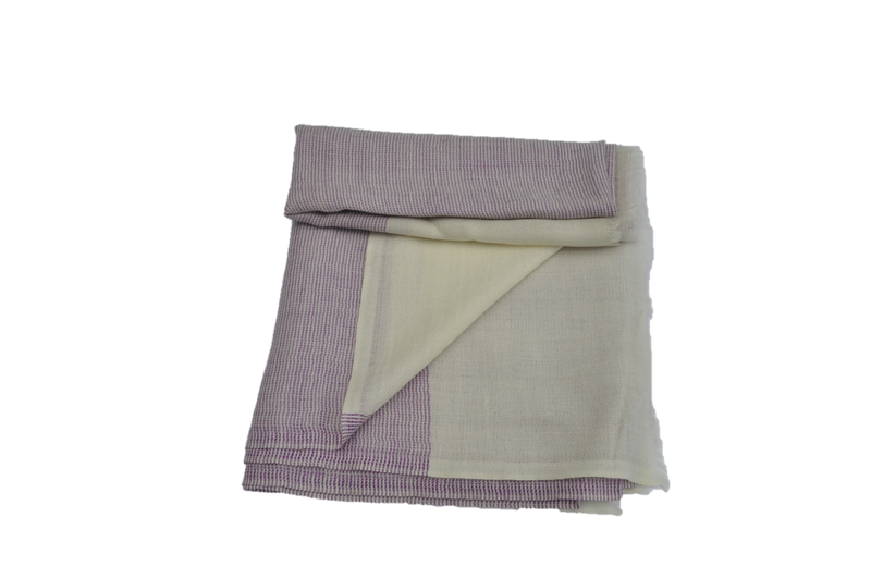 Purple and white fine authentic pure cashmere stole